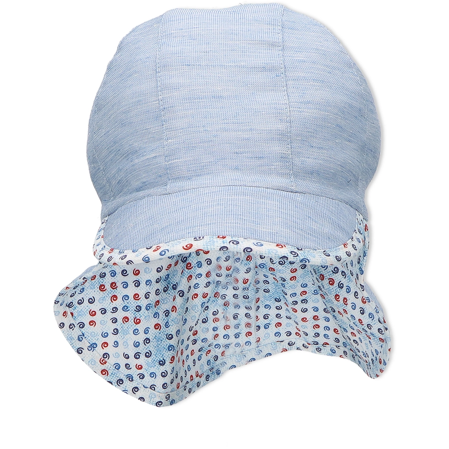 Sterntaler Schirmmütze mit Nackenschutz Ringel hellblau