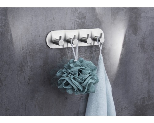 form&style klevende haakstrip, 4-voudig rond, roestvrij staal, mat