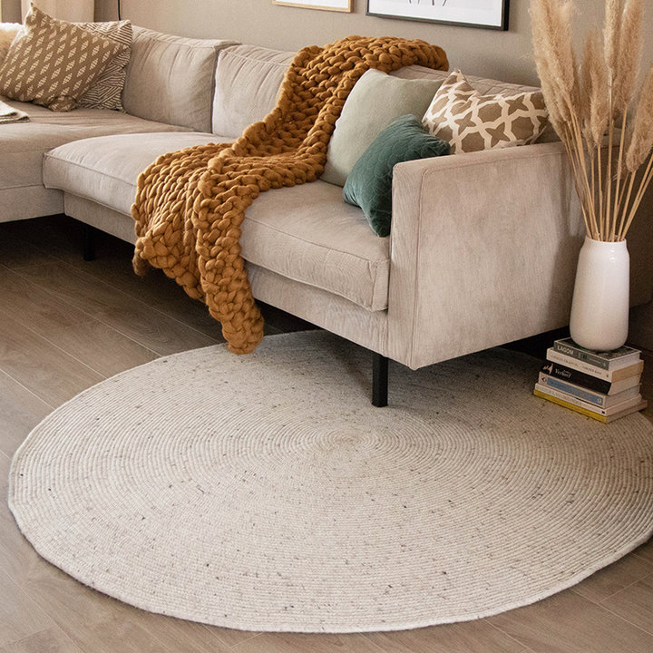 Rond wollen vloerkleed - Wise Grijs/Gemeleerd | Warm