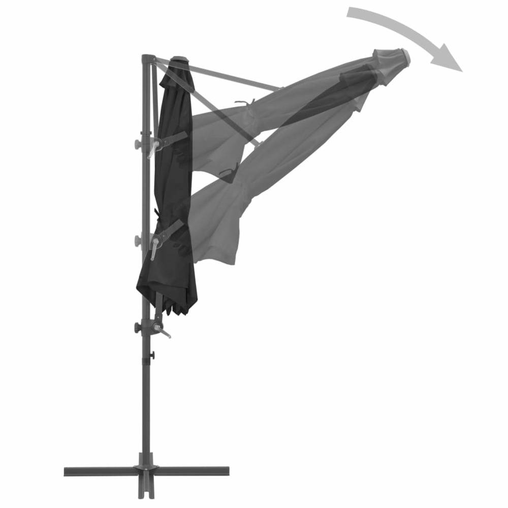 Parasol meuble de jardin en porte-à-faux avec mât en acier anthracite 300 cm