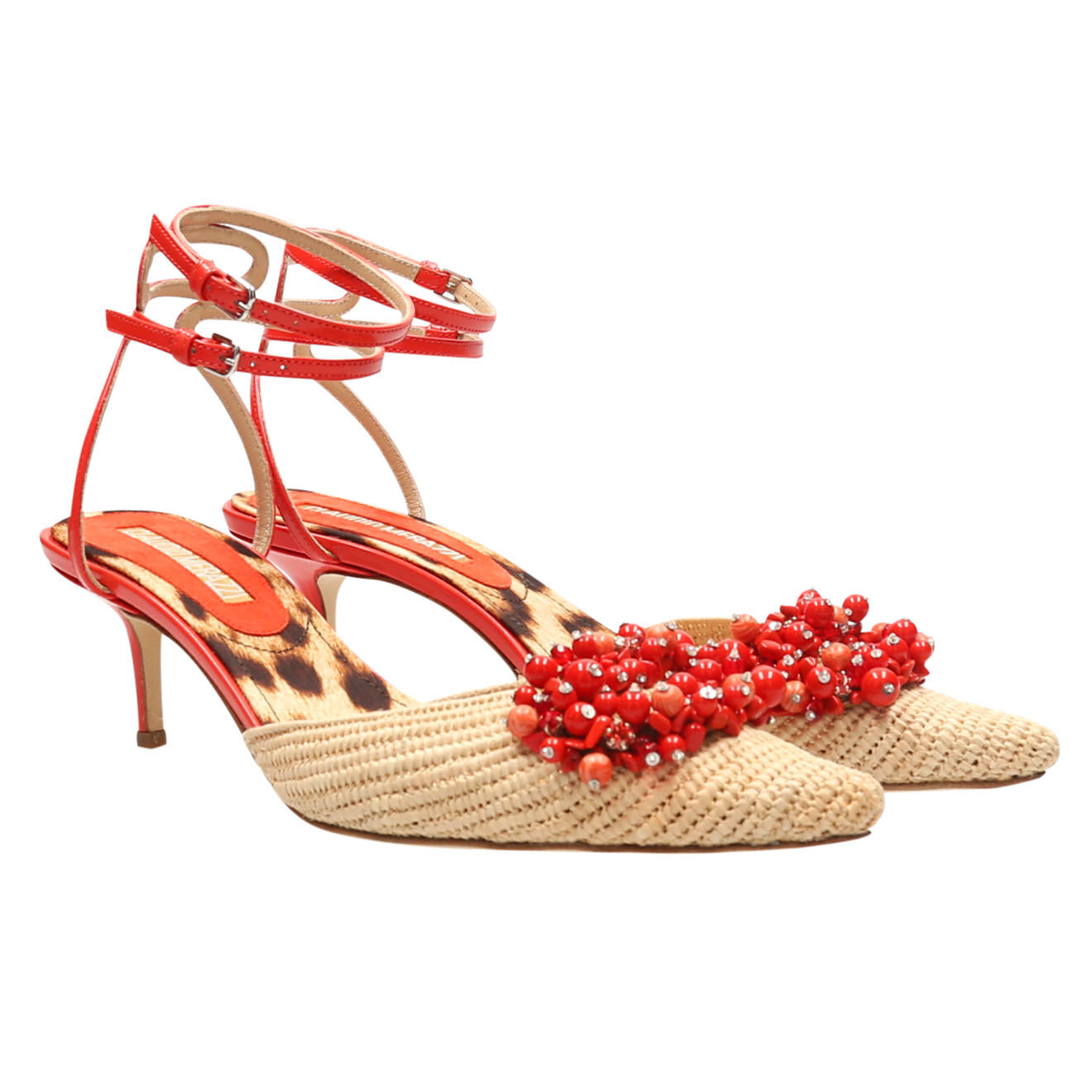 Claudio Merazzi Sling-Back Charlize en Cuir Vernis corails