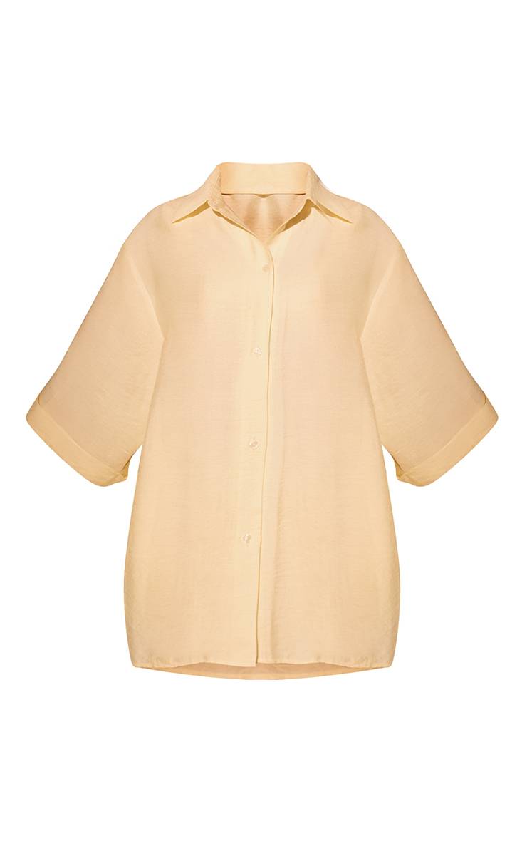 Citron Chemise De Plage À Épaules Tombantes Aspect Lin
