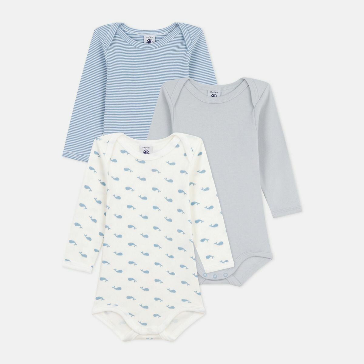 PETIT BATEAU<br>Conjunto de 3 bodies de manga comprida