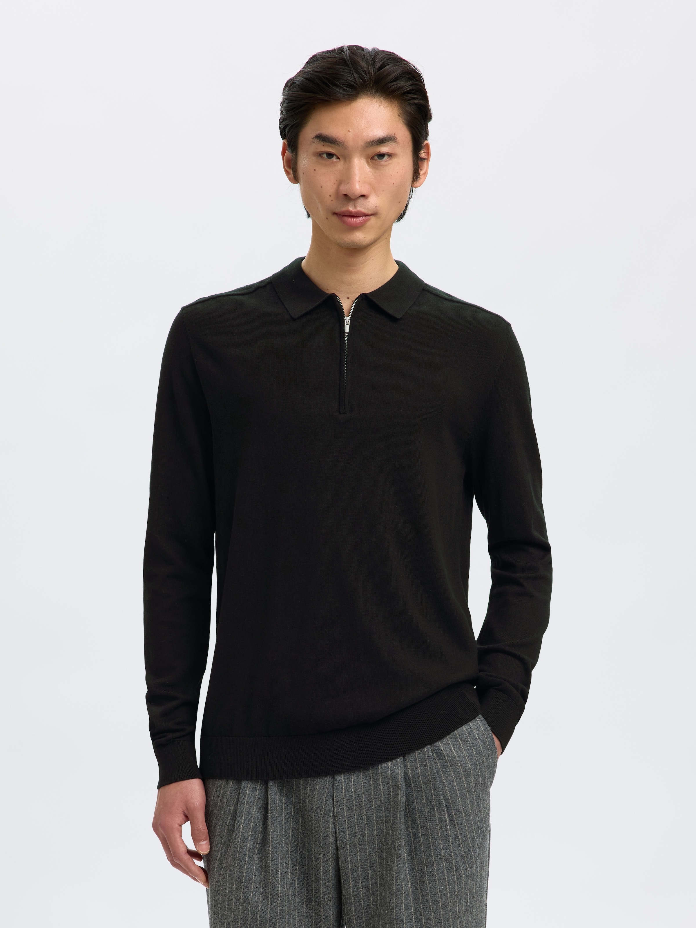 SELECTED Polokragenpullover »SLHBERG LS HALF ZIP POLO NOOS«