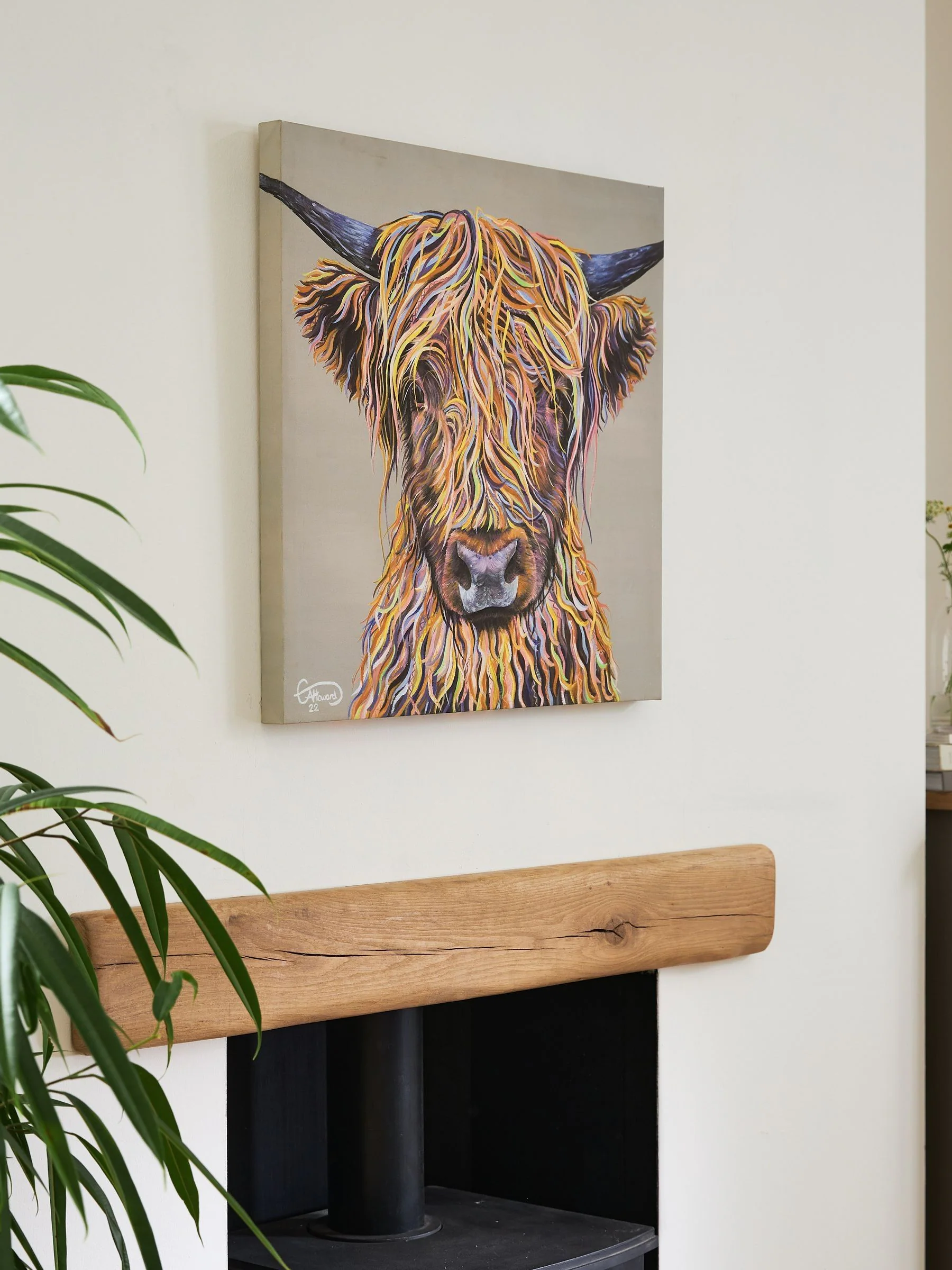 Artist Collection Harry The Highland Cow by Emily Howard Medium Canvas Wall Art