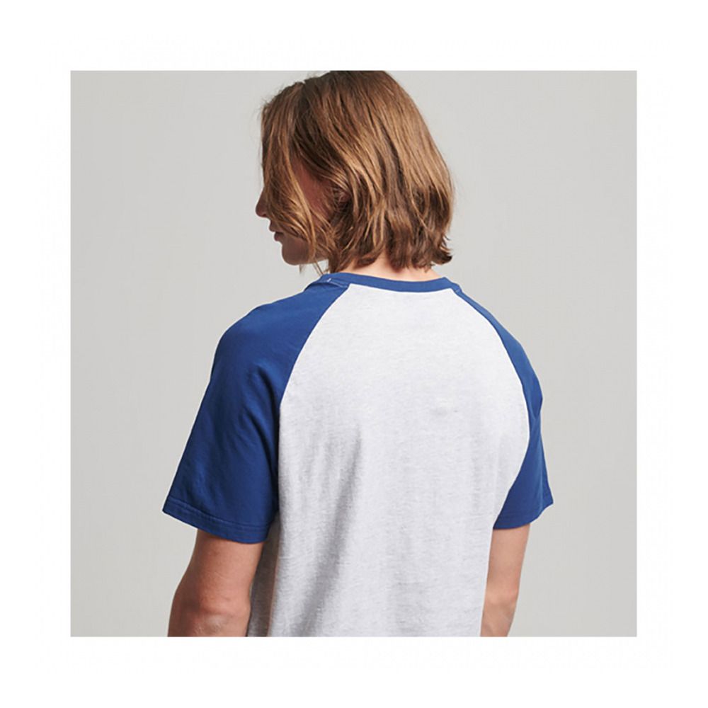 Superdry VINTAGE HOME RUN RAGLAN - Tee-shirt Homme glacier grey marl/regal blue