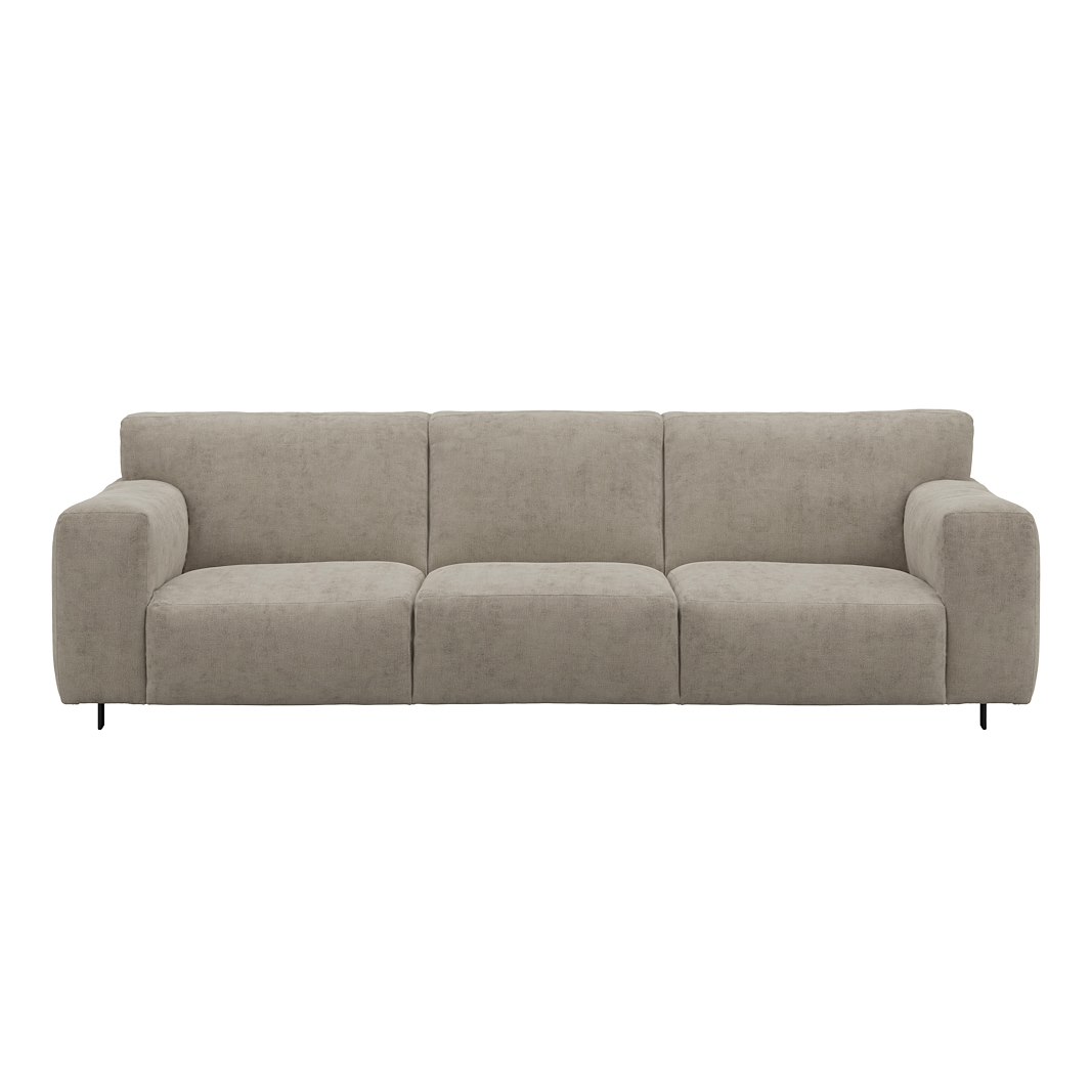 Vesta 4-seter I Tekstil Eros Stone, standardsøm, sort metallben 10 cm, Comfort CM