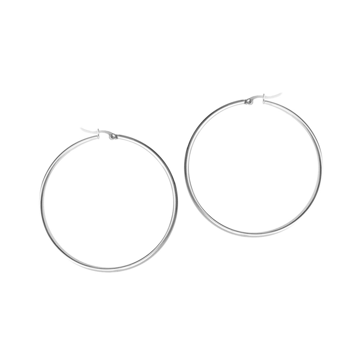 Boucles d'oreilles créoles acier argenté 4,5cm