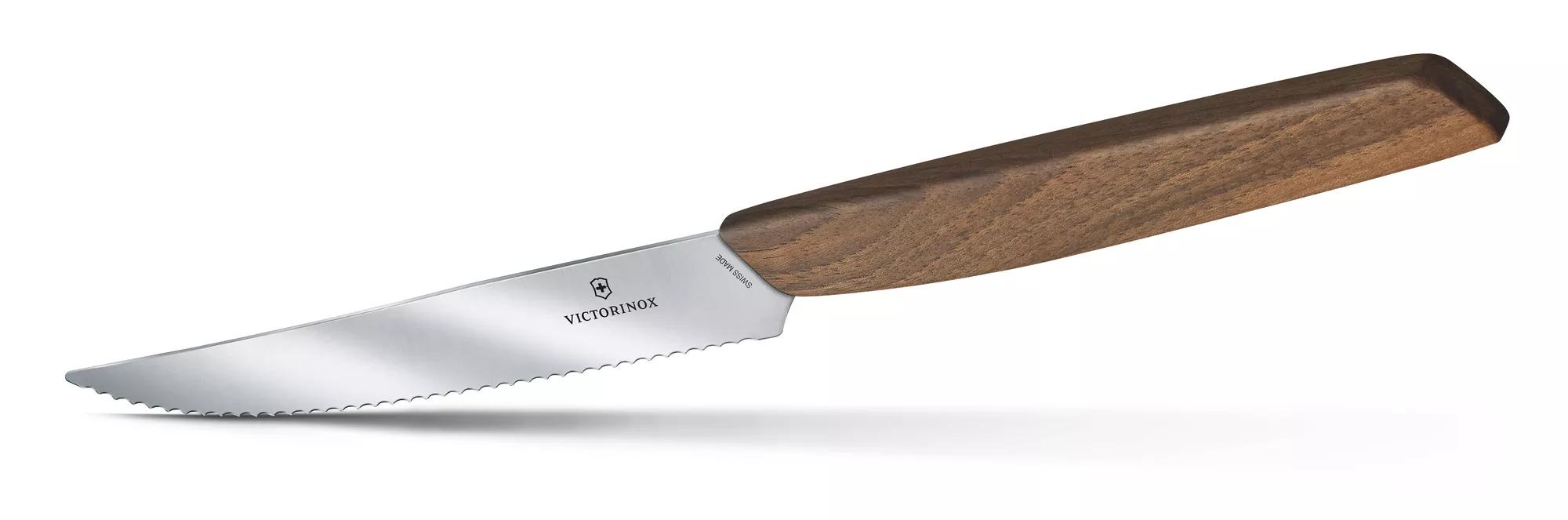 Swiss Modern Steakmesser-Set, Wellenschliff-Nussbaumholz