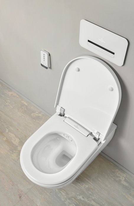 Villeroy & Boch ViClean douche wc randloos met verwarming en warme-luchtföhn wit glans