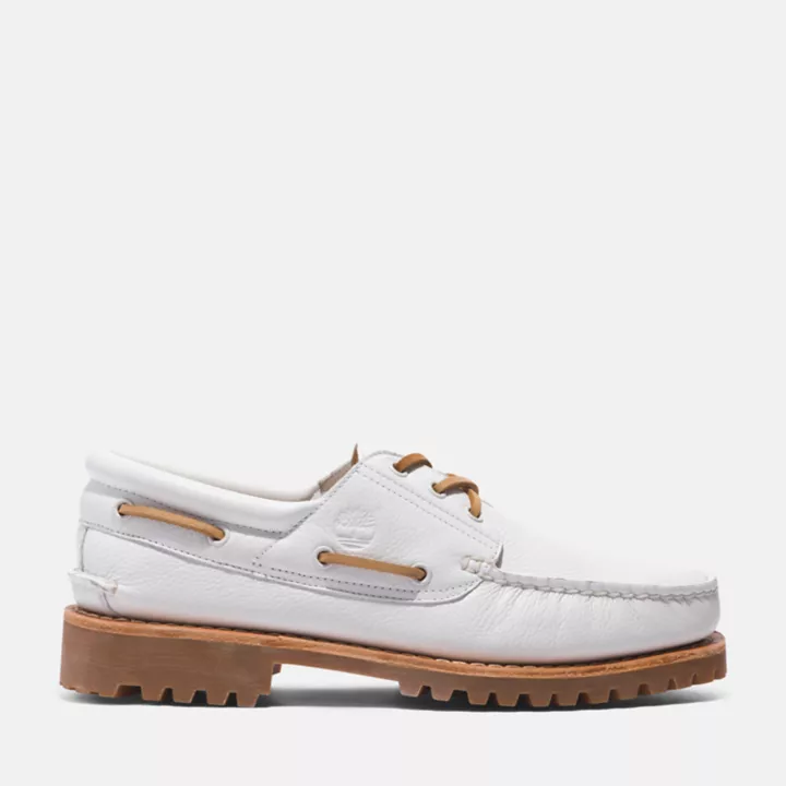 Chaussure bateau authentique cousue main Timberland pour homme en blanc