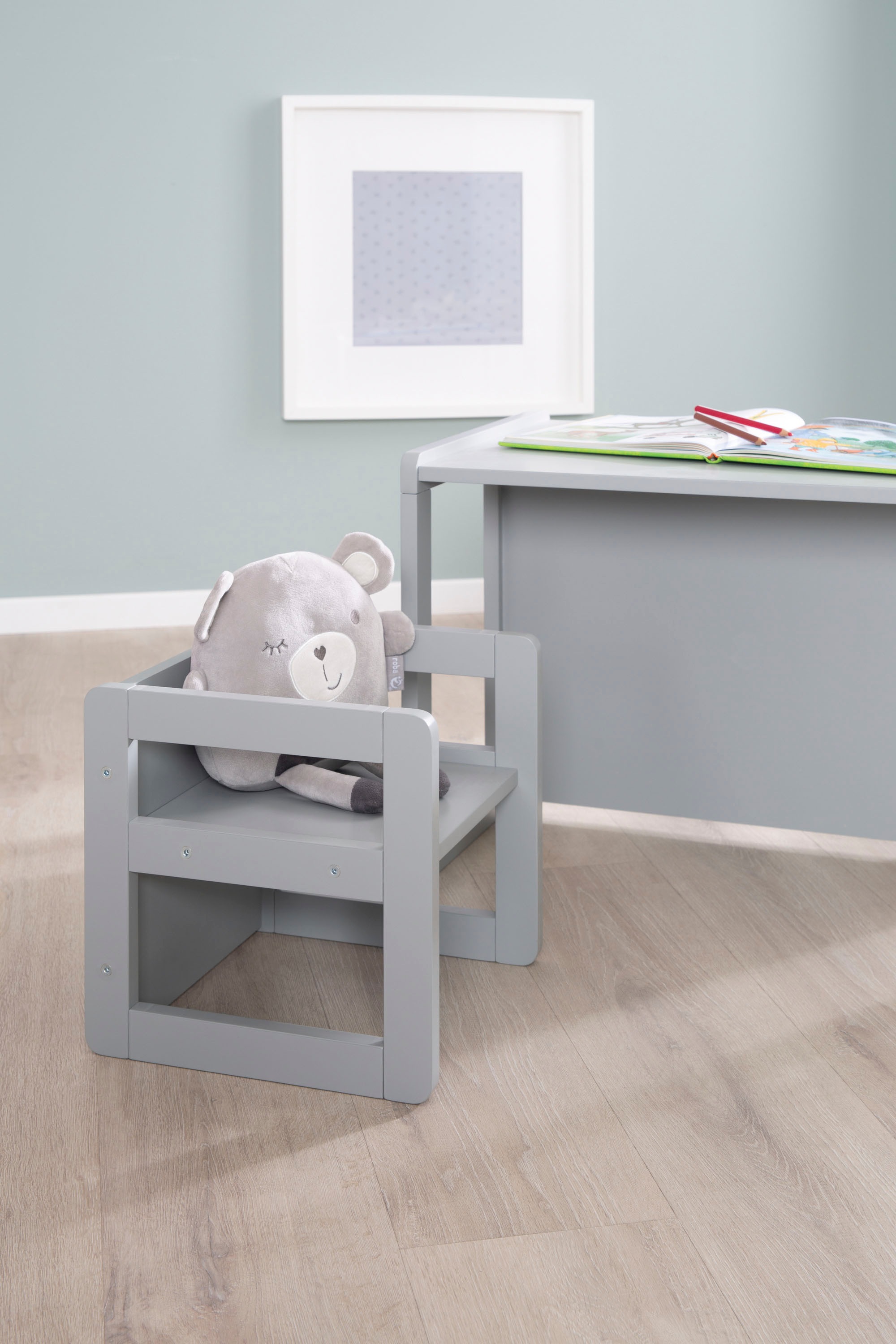 roba® Kindersitzgruppe »3in1, grau« als Wendehocker mit 3 verschiedenen Höhen verwendbar