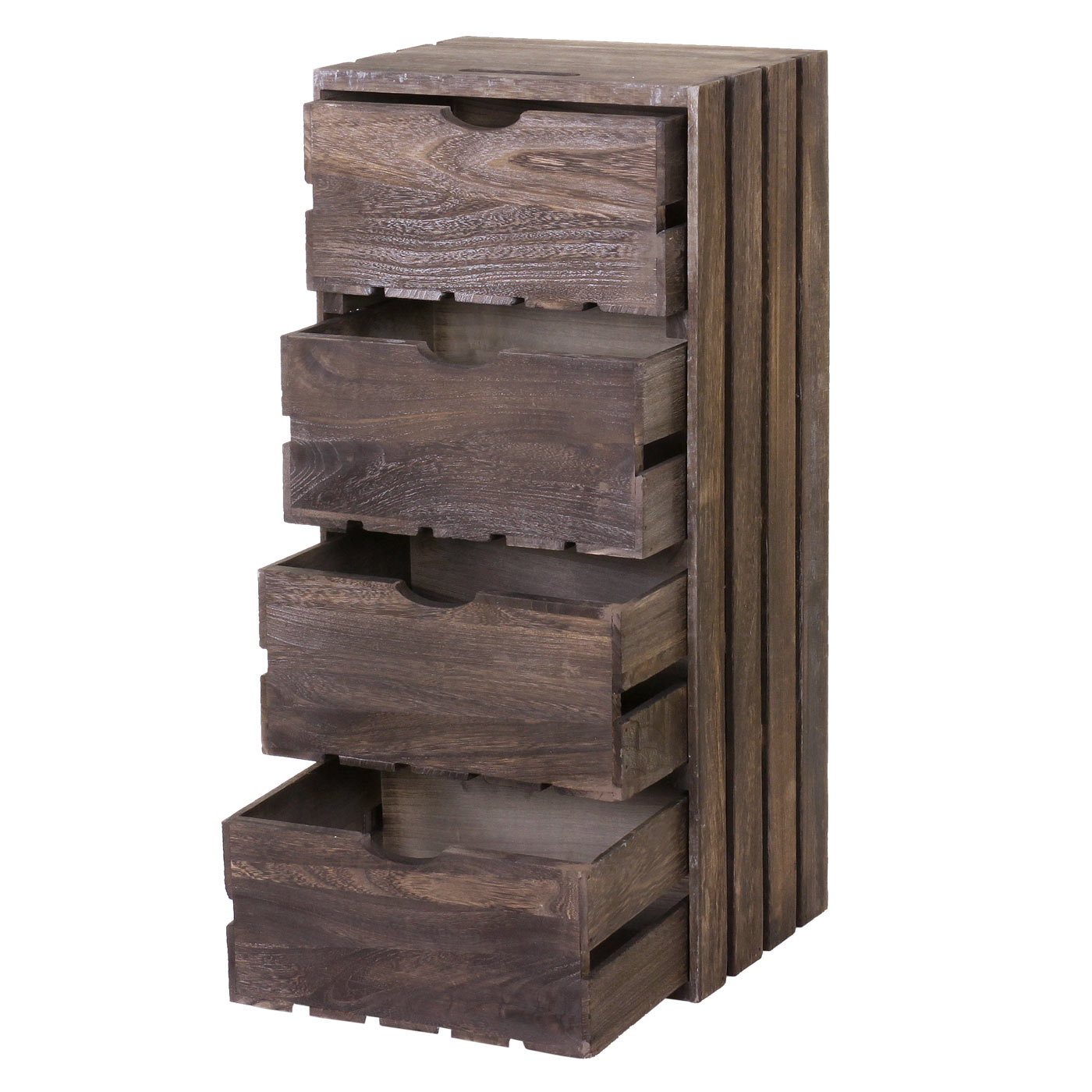 Kommode MCW-C62, Schubladenkommode Holzkiste, Shabby-Look Vintage, 4 Schubladen 70x32x26cm ~ braun