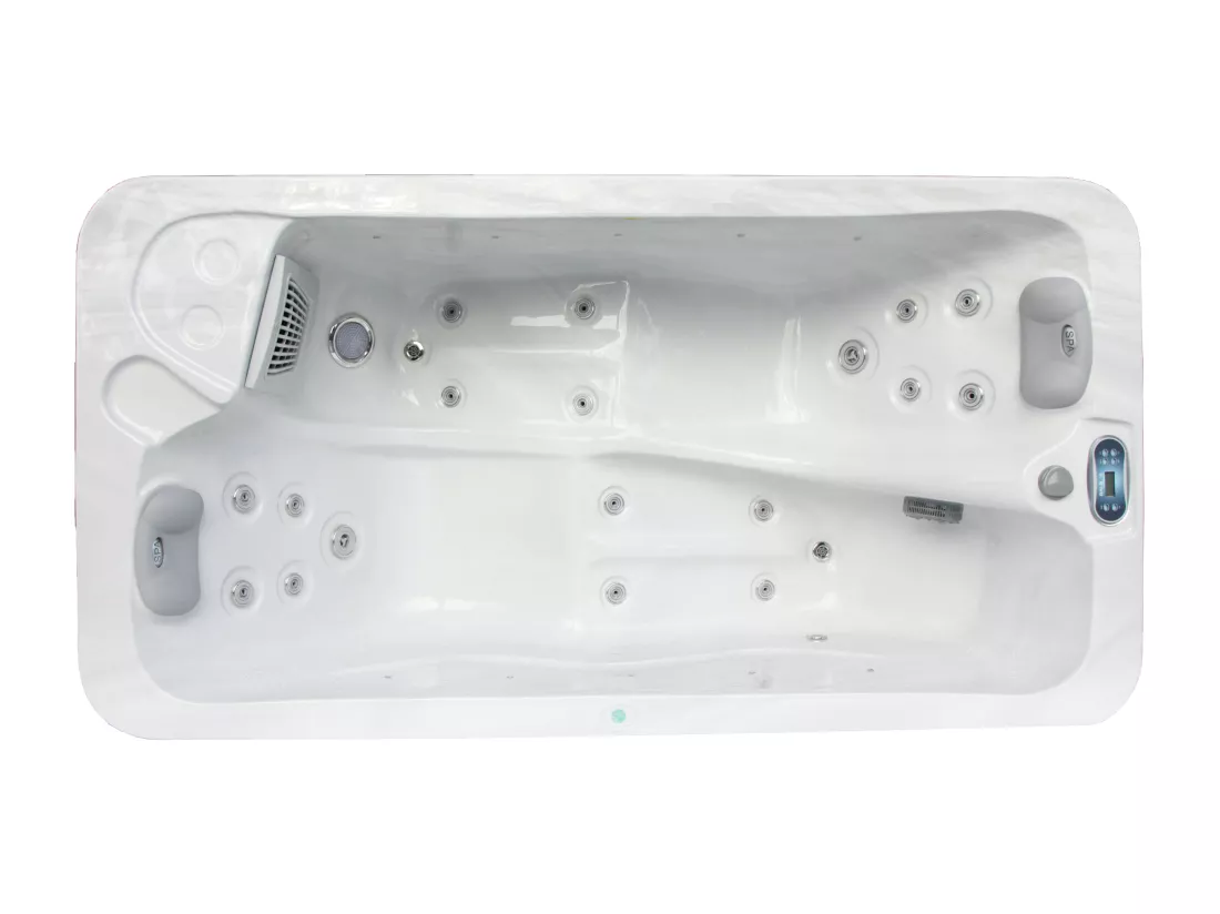 SPA 2 places blanc perlé avec bâche - 18 jets - L210 x P110 x H74 cm - Système BALBOA - TAHITI III