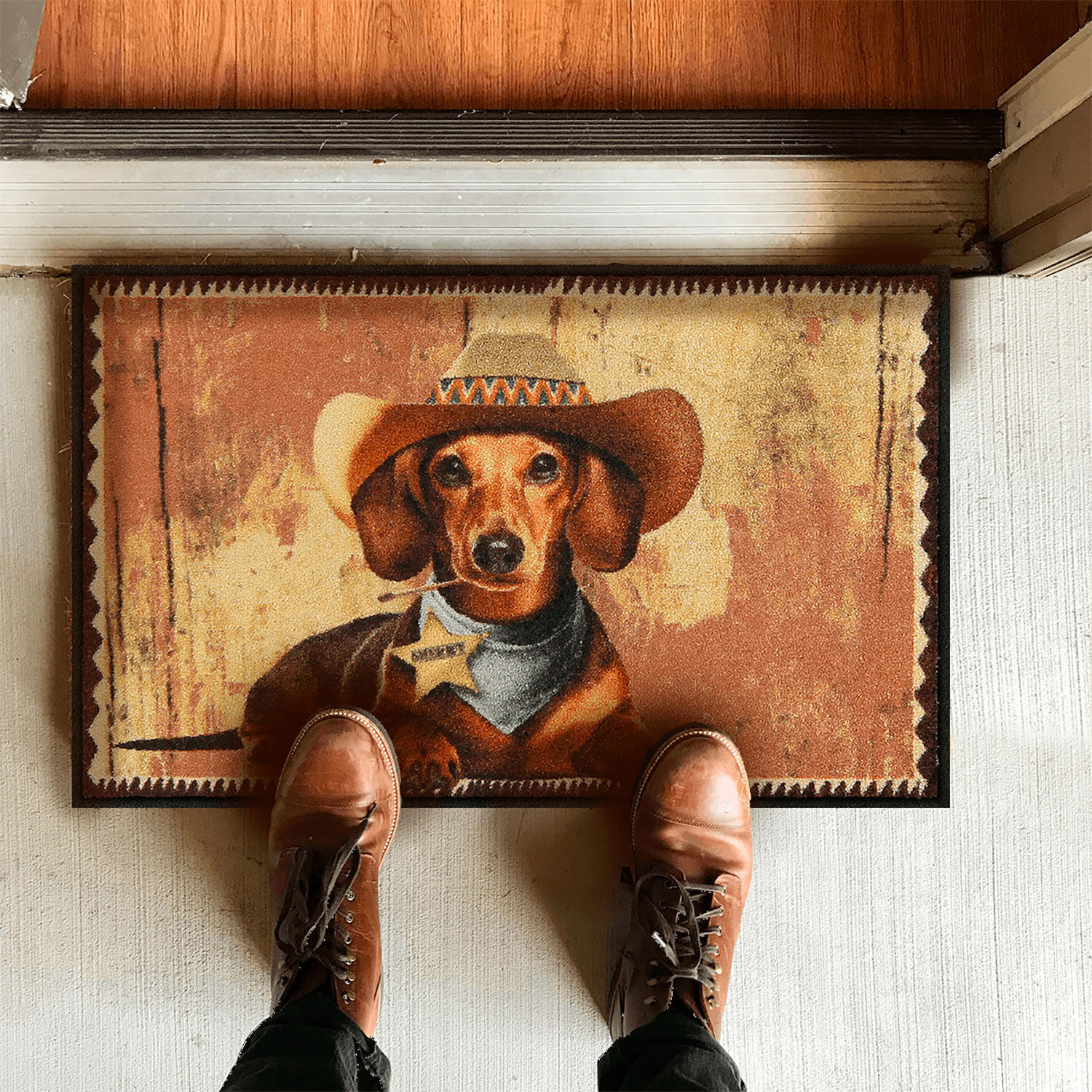 Türmatte Deputy mit Hunde-Motiv