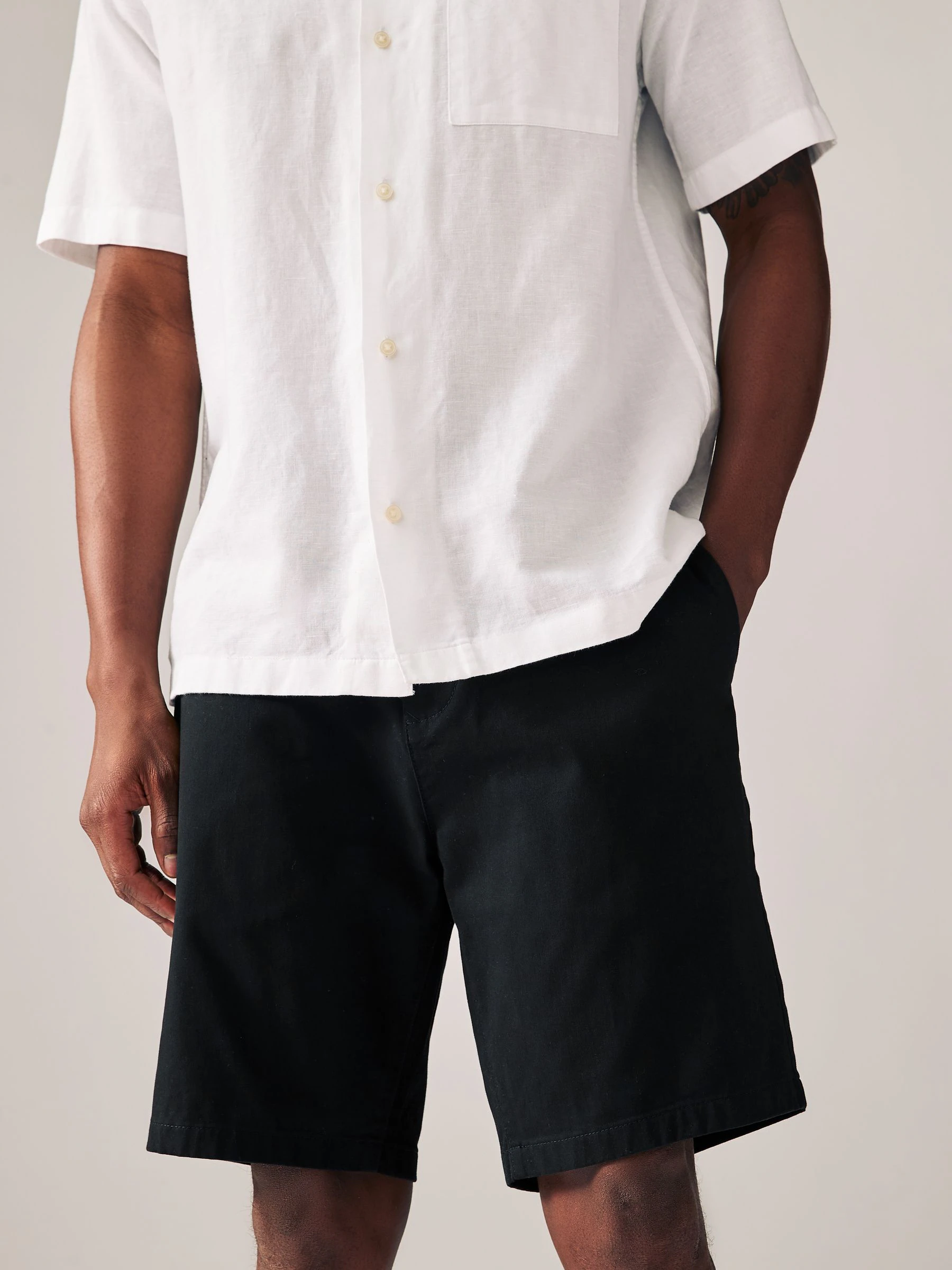 Zwart/marineblauw - Slim Fit - Set van 2 chinoshorts met stretch