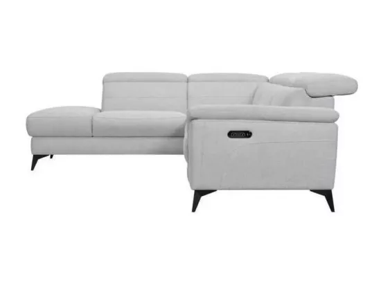 Canape dangle gauche avec 1 place relax electrique - Tissu gris - L 292 x P 232 x H 99 cm - MELBOURNE