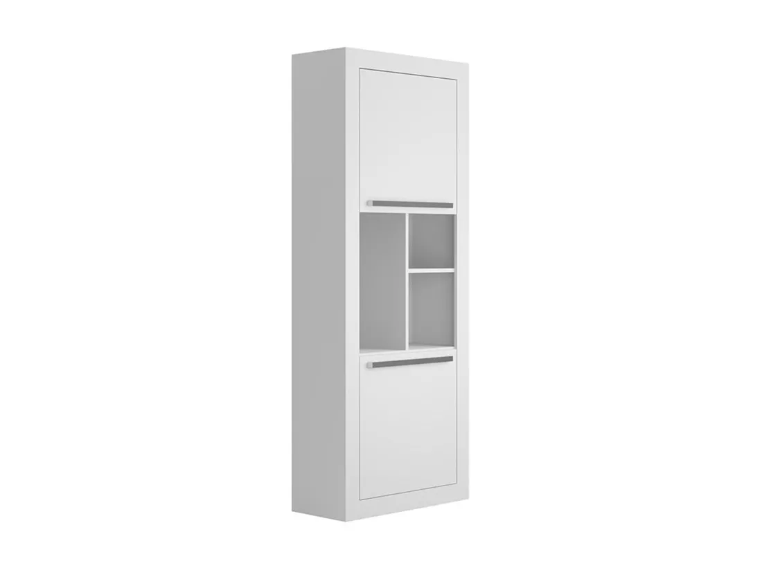 Bibliothèque avec 2 portes et 3 niches - Blanc - EVAN