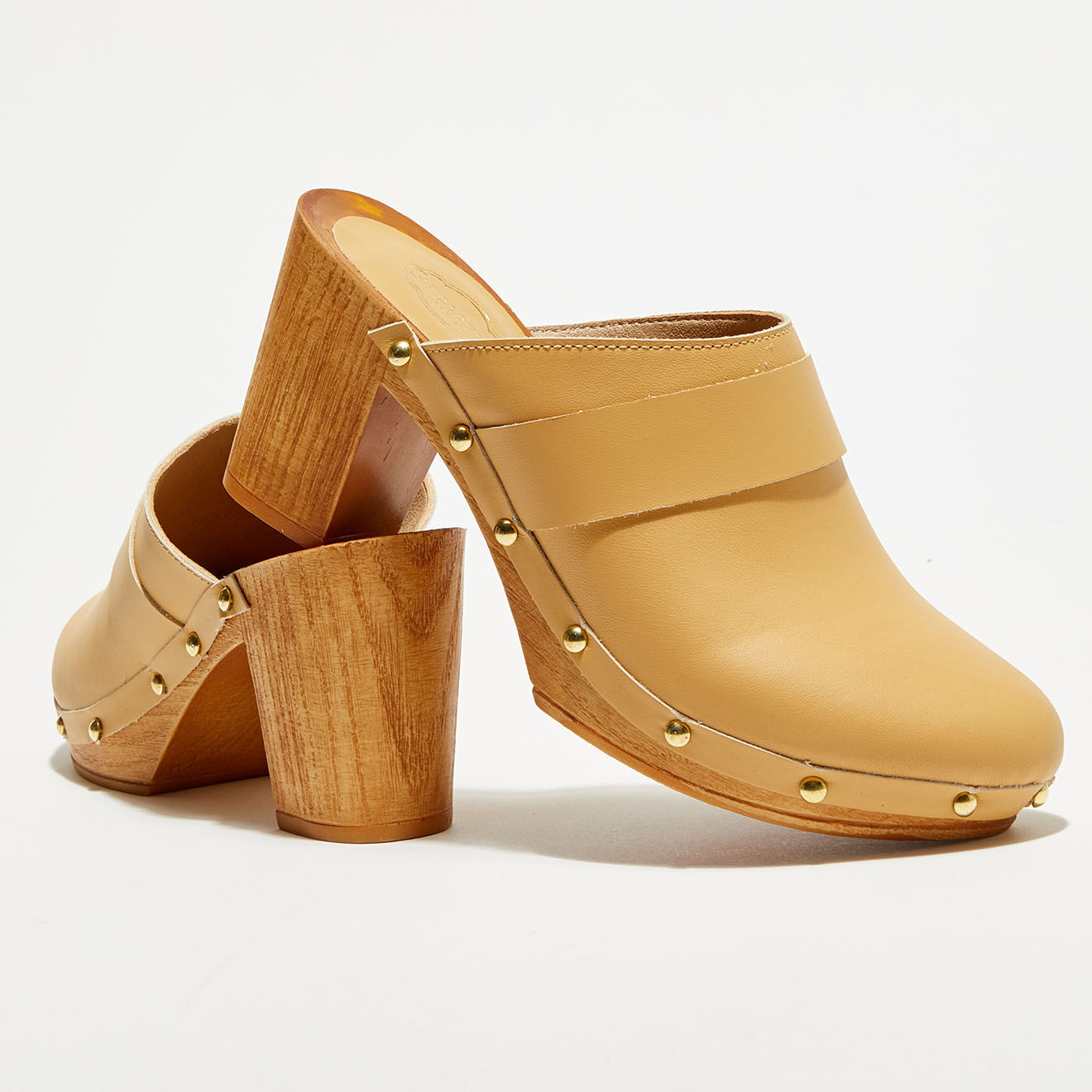 Apologie Studio Sabots en Cuir Gianna camel clair - Talon 8 cm
