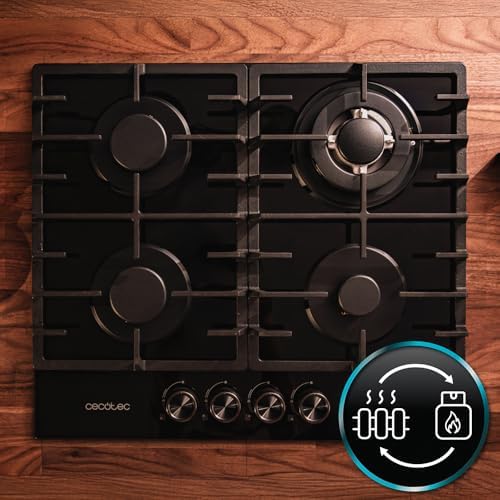 Cecotec Plaque à gaz Bolero Squad G 4200S Glass Black. Plaque à gaz avec 4 feux, finition verre noir, puissance 8000W, grilles individuelles et allumage électrique avec sécurité des vannes. : Cuisine et Maison