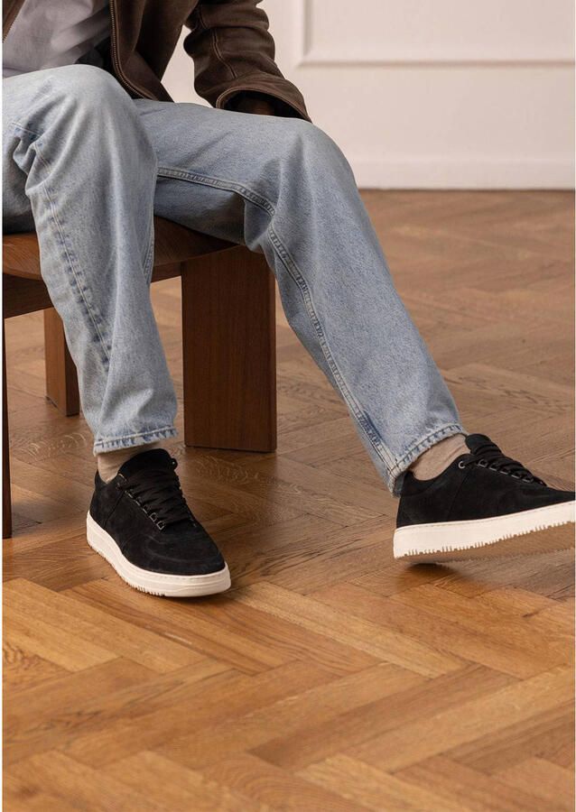 Manfield Heren Zwarte suède sneakers