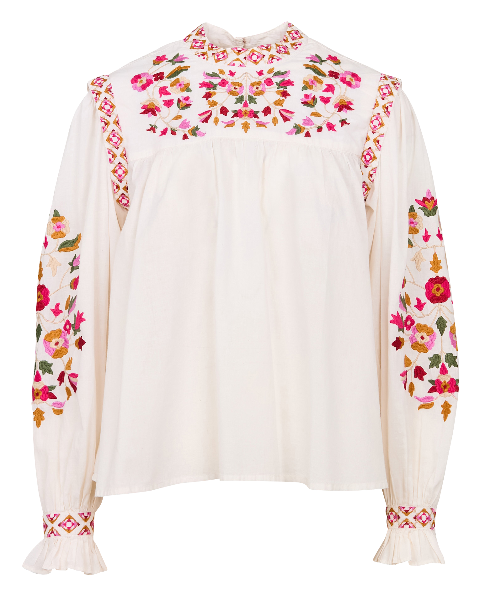 HIGOR - Top manches longues brodé en coton | Beige