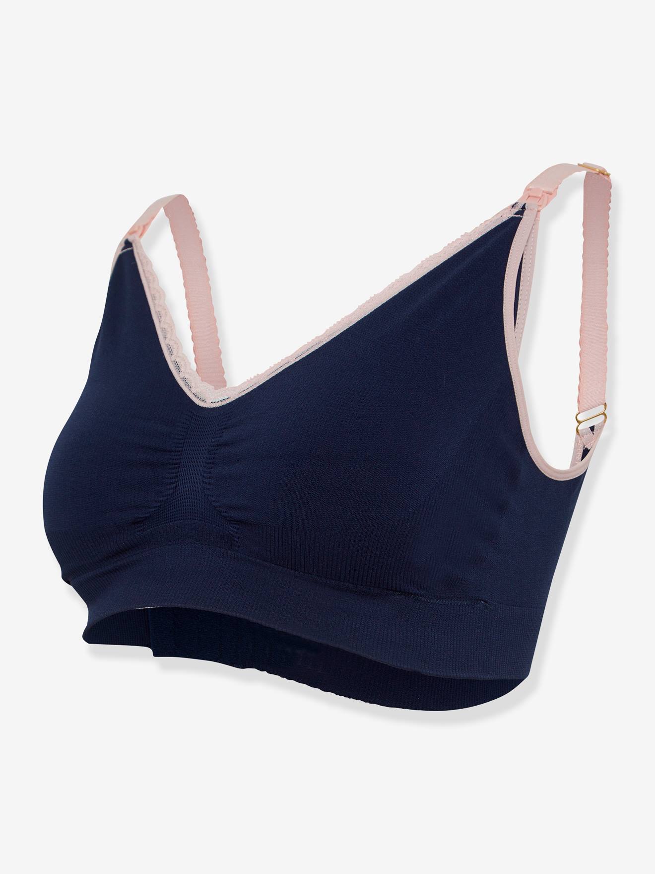 Sutiã de amamentação e maternidade CARRIWELL Original Deluxe Seamless Organic, azul escuro liso com estampas.
