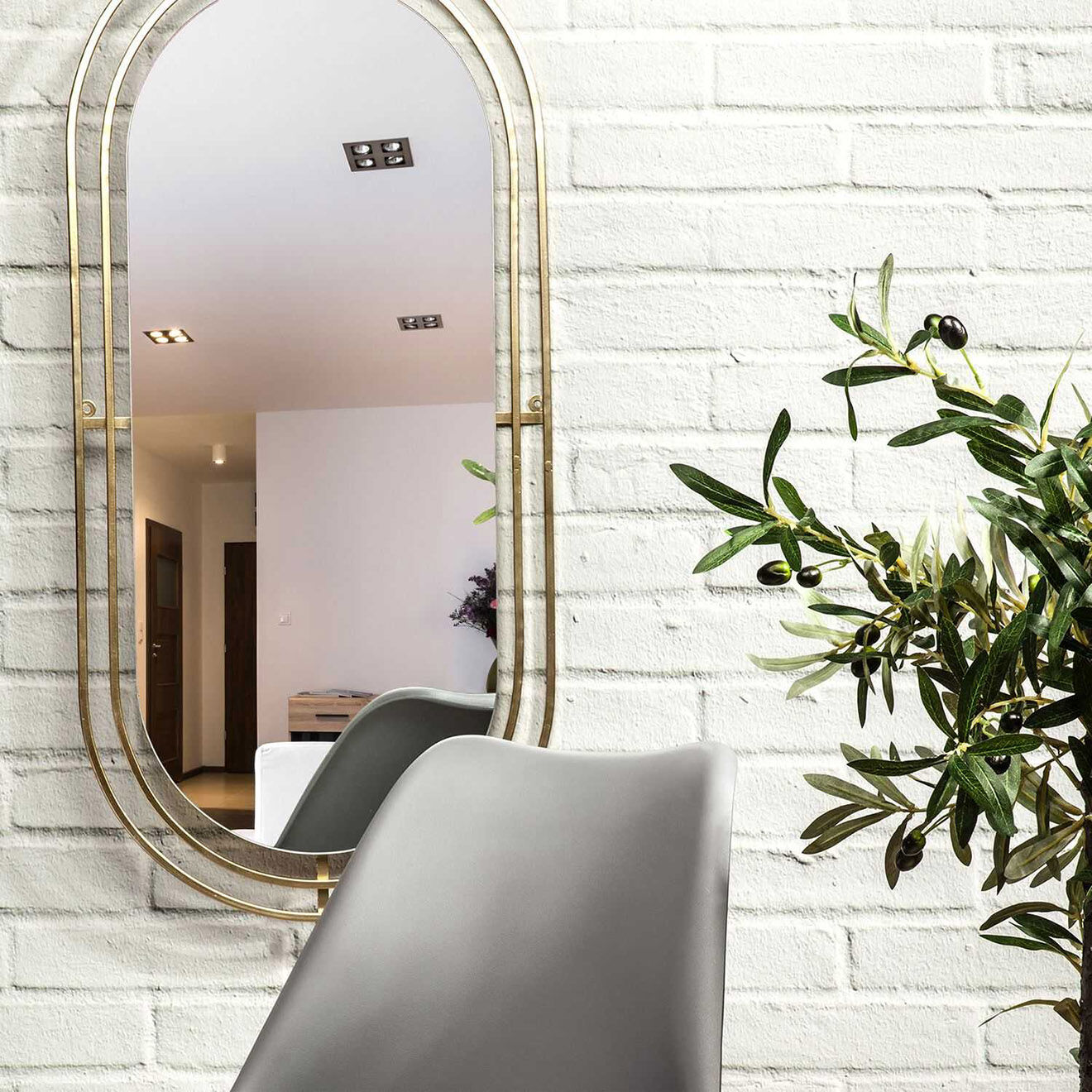 Home Deco Factory Miroir en métal doré - 90x43 cm