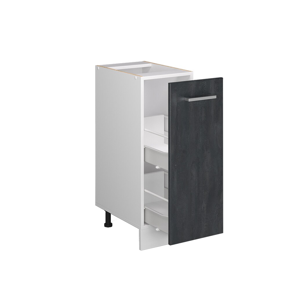 Vicco Apothekerunterschrank R-Line Schwarz Beton Weiß 30 cm mit Arbeitsplatte Anthrazit