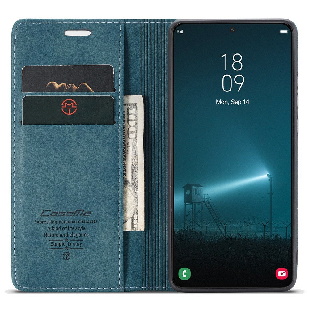 Samsung Galaxy S22 5G Leder Tasche Flip Wallet Etui mit Kartenfächern - Blaugrün