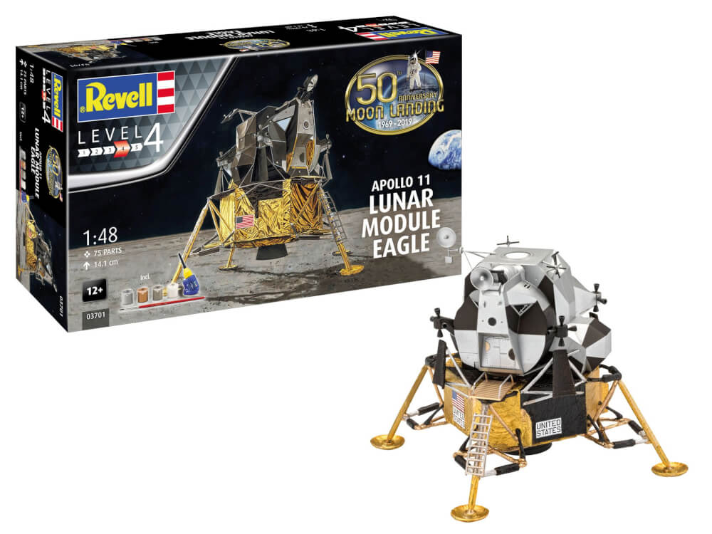 Geschenkset Apollo 11 Lunar Module Eagle, Revell Modellbausatz mit Basiszubehör