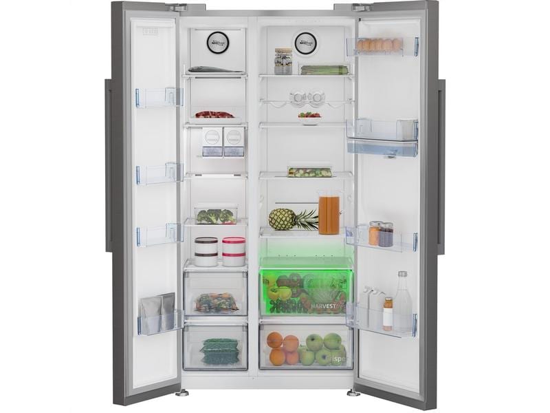 Beko Foodcenter GN163242XBCHN Silber Side by Side Kühlgerät mit Eiswürfelspender