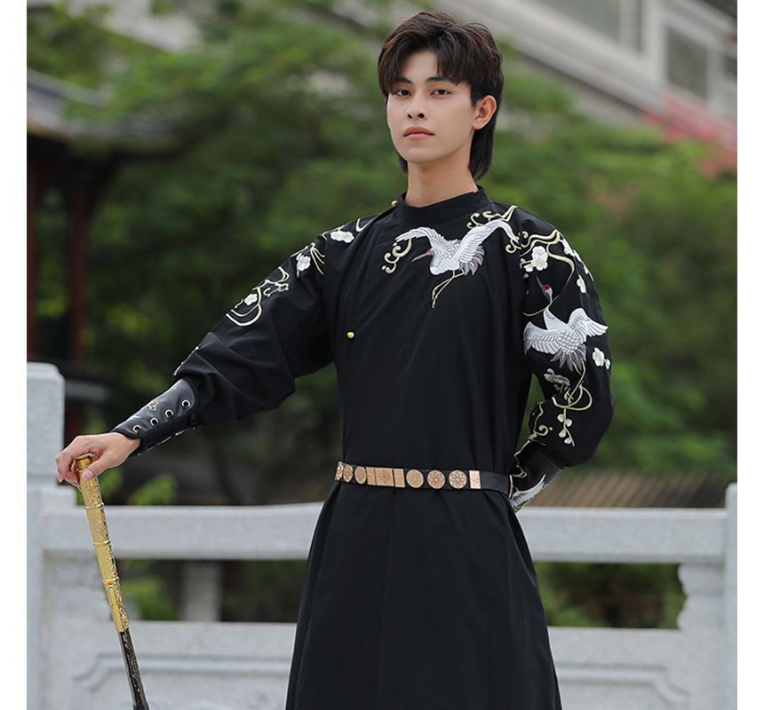 Pinocle - Kraanvogel Hanfu met lange mouwen, lange top / mouwen / riem