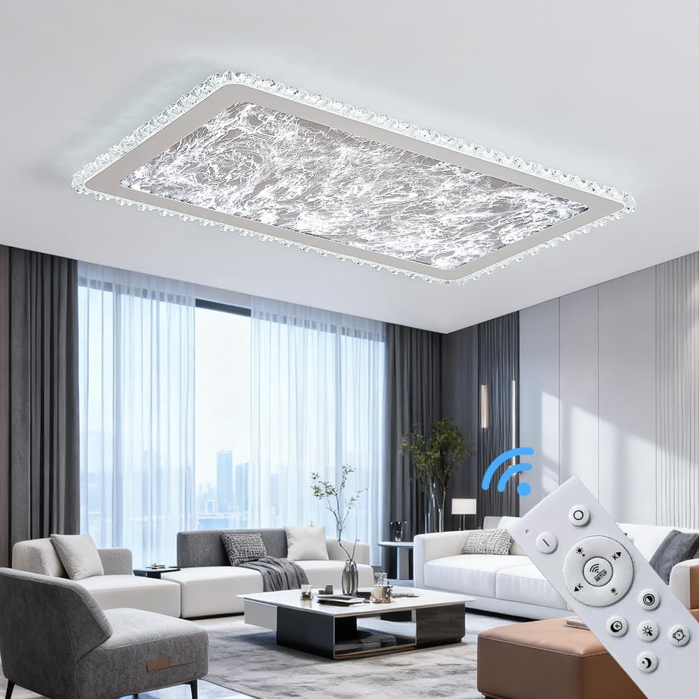 LED Deckenleuchte dimmbar mit Fernbedienung, stufenlos 3000–7000 K, energiesparend & langlebig, modernes Design in Schwarz oder Weiß, ideal für Wohnzimmer, Schlafzimmer & Küche (253-CFX-WH)