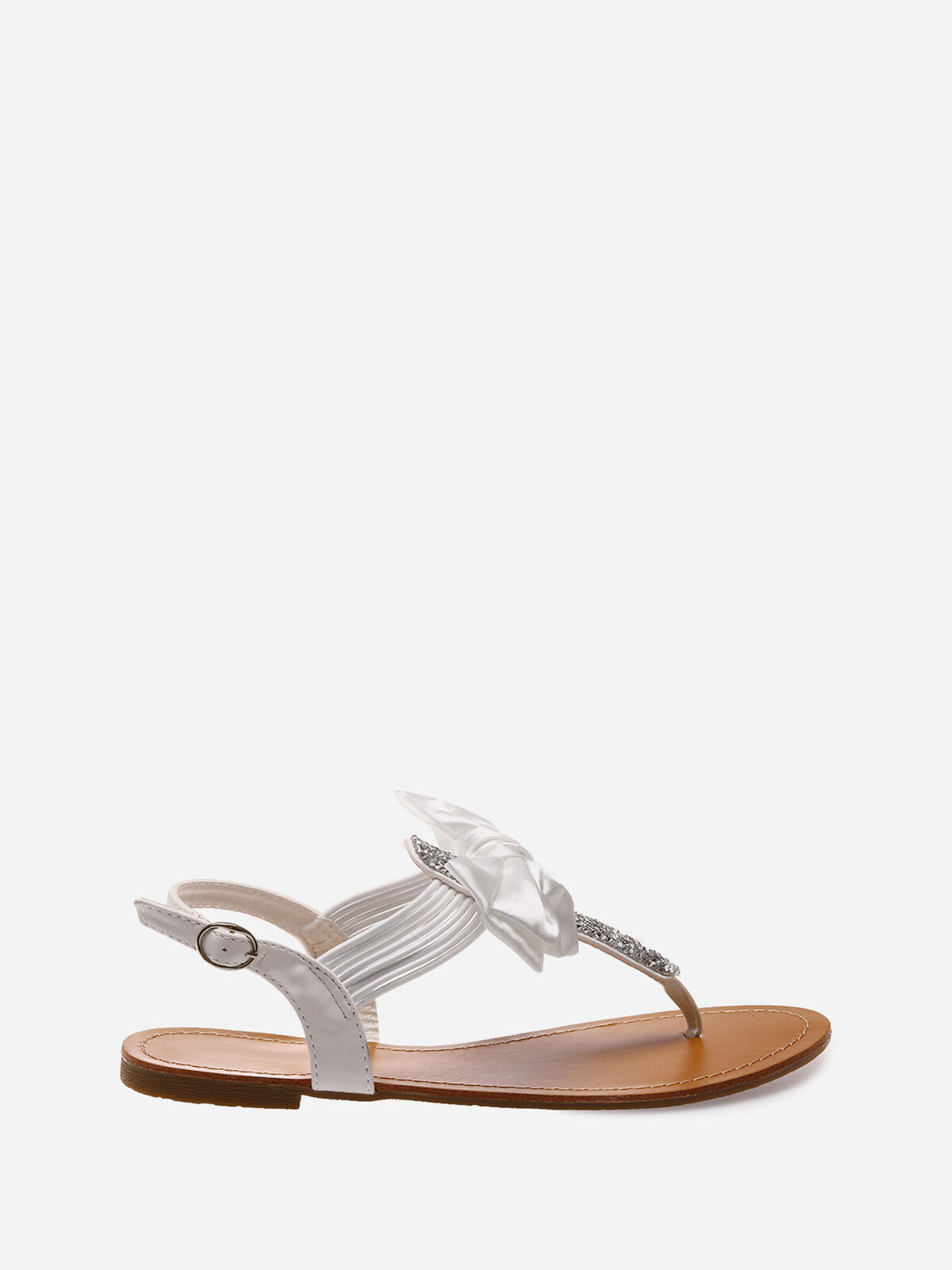 Sandales à strass et noeud- Blanc