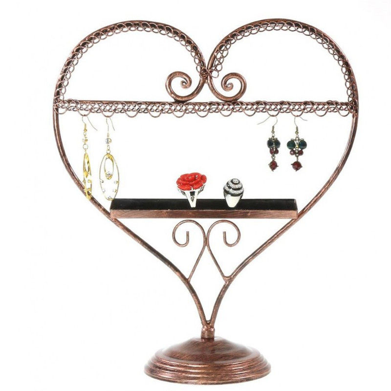 Porte bijoux coeur boucle d'oreille et bagues Cuivre