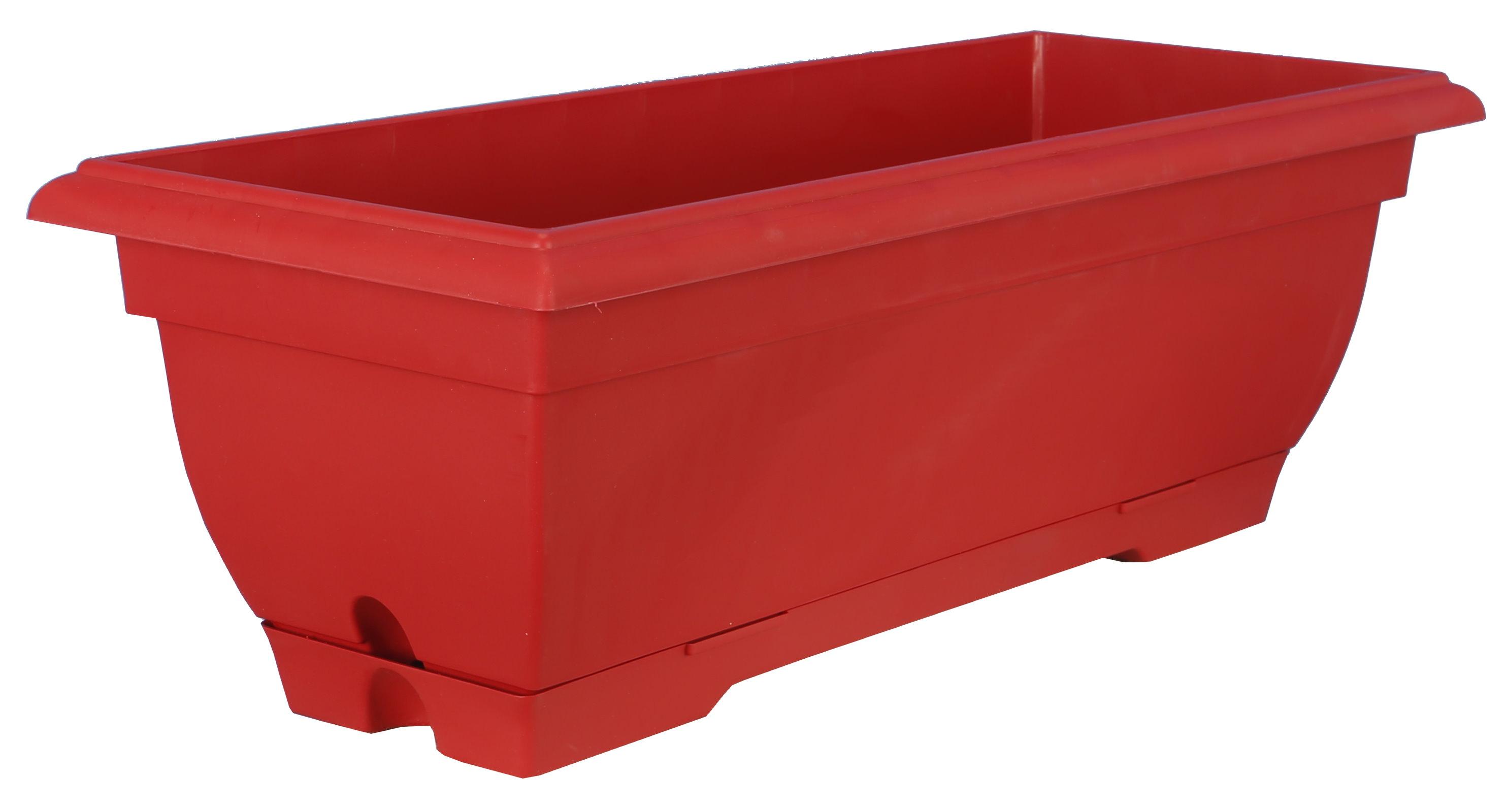 JARDINIERE RESINE EVO L.50CM AVEC SOUCOUPE CLIPS ROUGE
