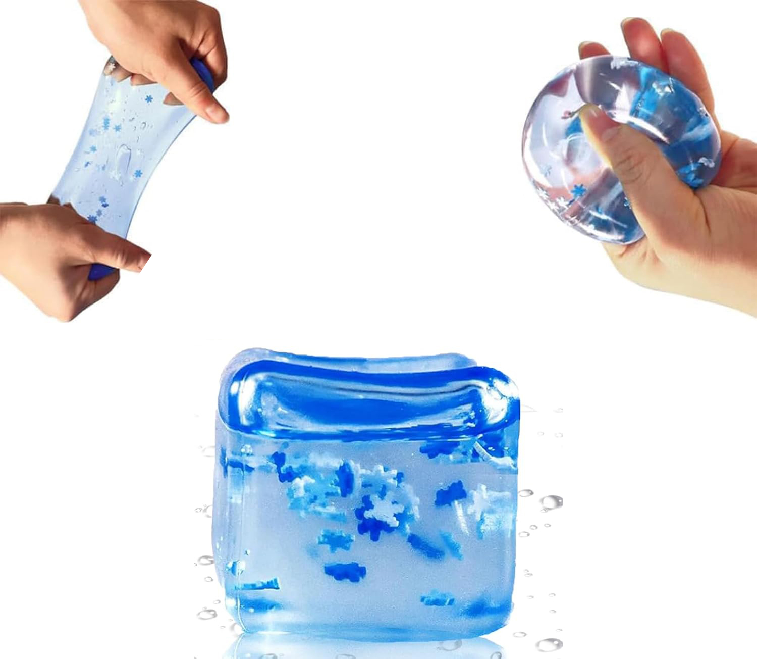 (55x55mm) Anti Stress Knautsch Würfel Squeeze Spielzeug Eiswürfel Squishy Ice Cube - Blau