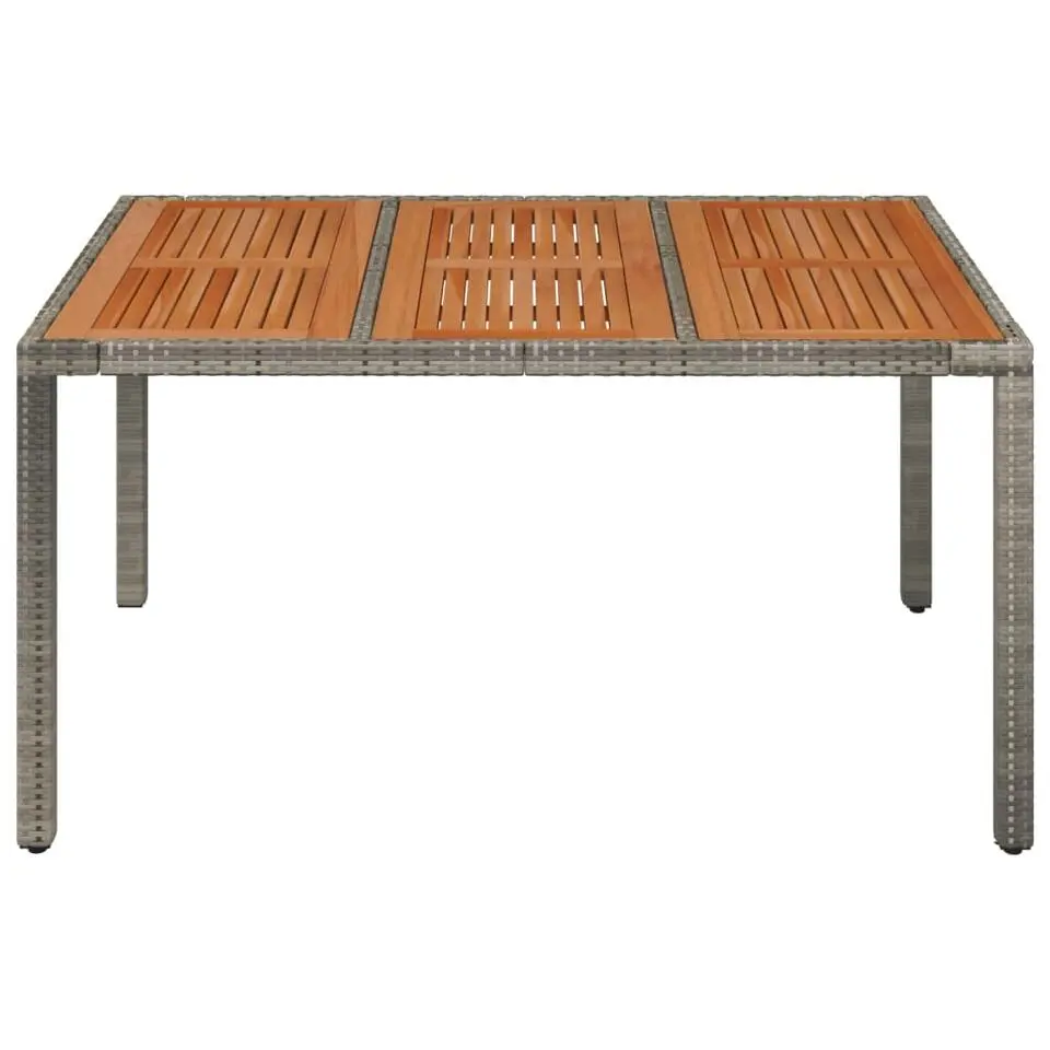 vidaXL - Tuintafel Met Houten Blad - Grijs - Poly rattan - 150 x 90 x 75 cm