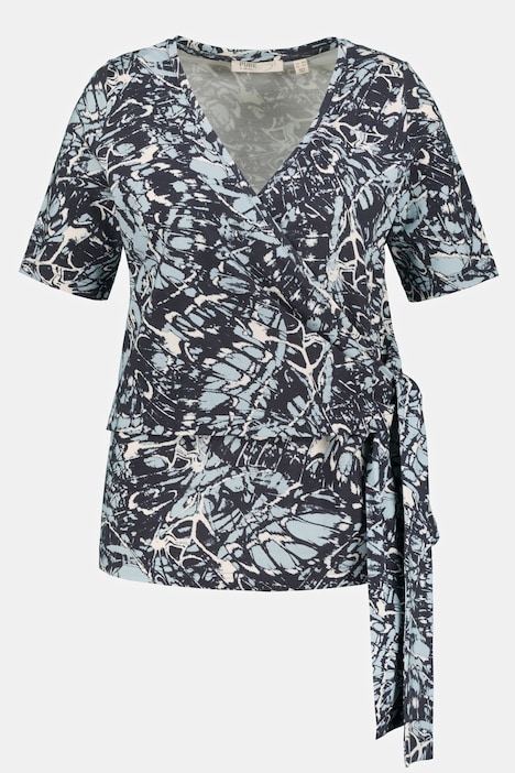 T-Shirt, Wickeloptik, V-Ausschnitt, Halbarm, Biobaumwolle