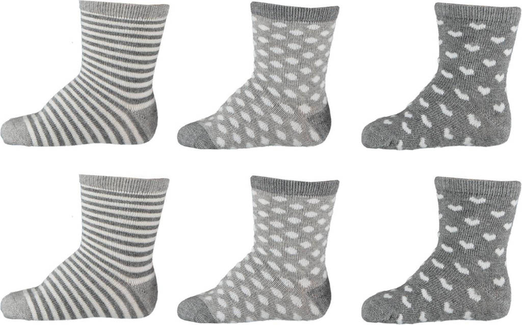 Apollo sokken - set van 6 grijs/wit
