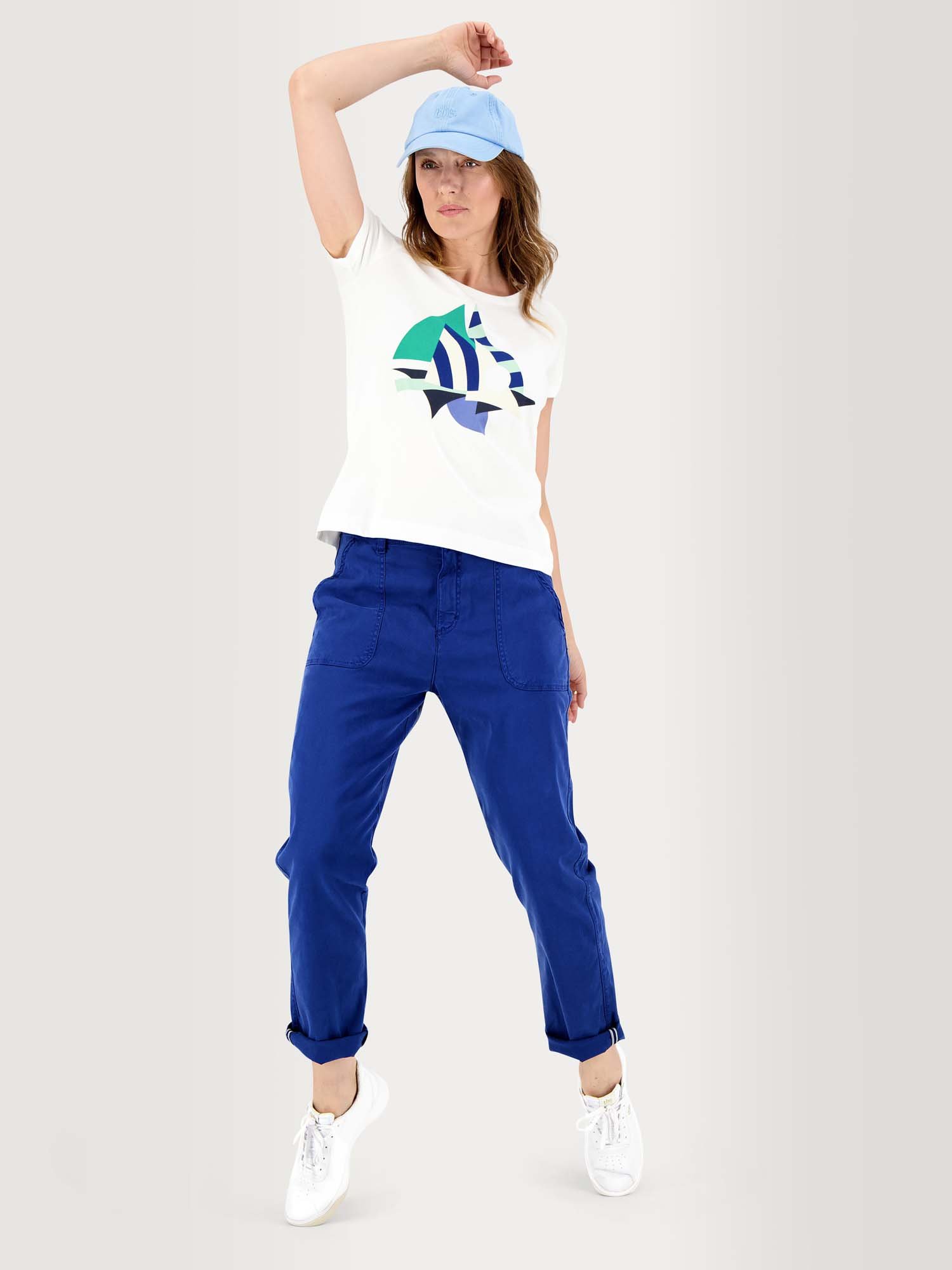 Tee Shirt Femme A Motif Coton Biologique Blanc