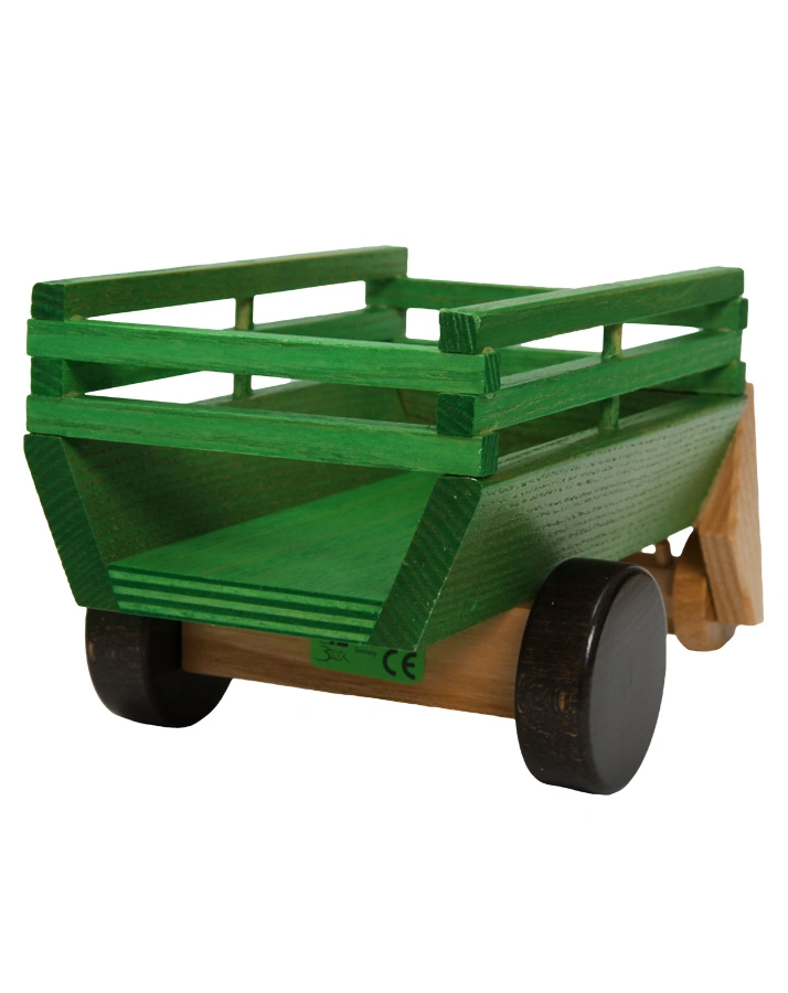 Heu-Ladewagen aus Holz in grün-natur