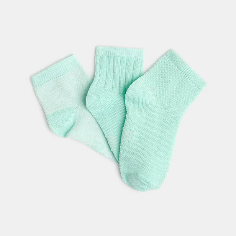 Chaussettes coton jacquard fantaisie vert bébé garçon Vert