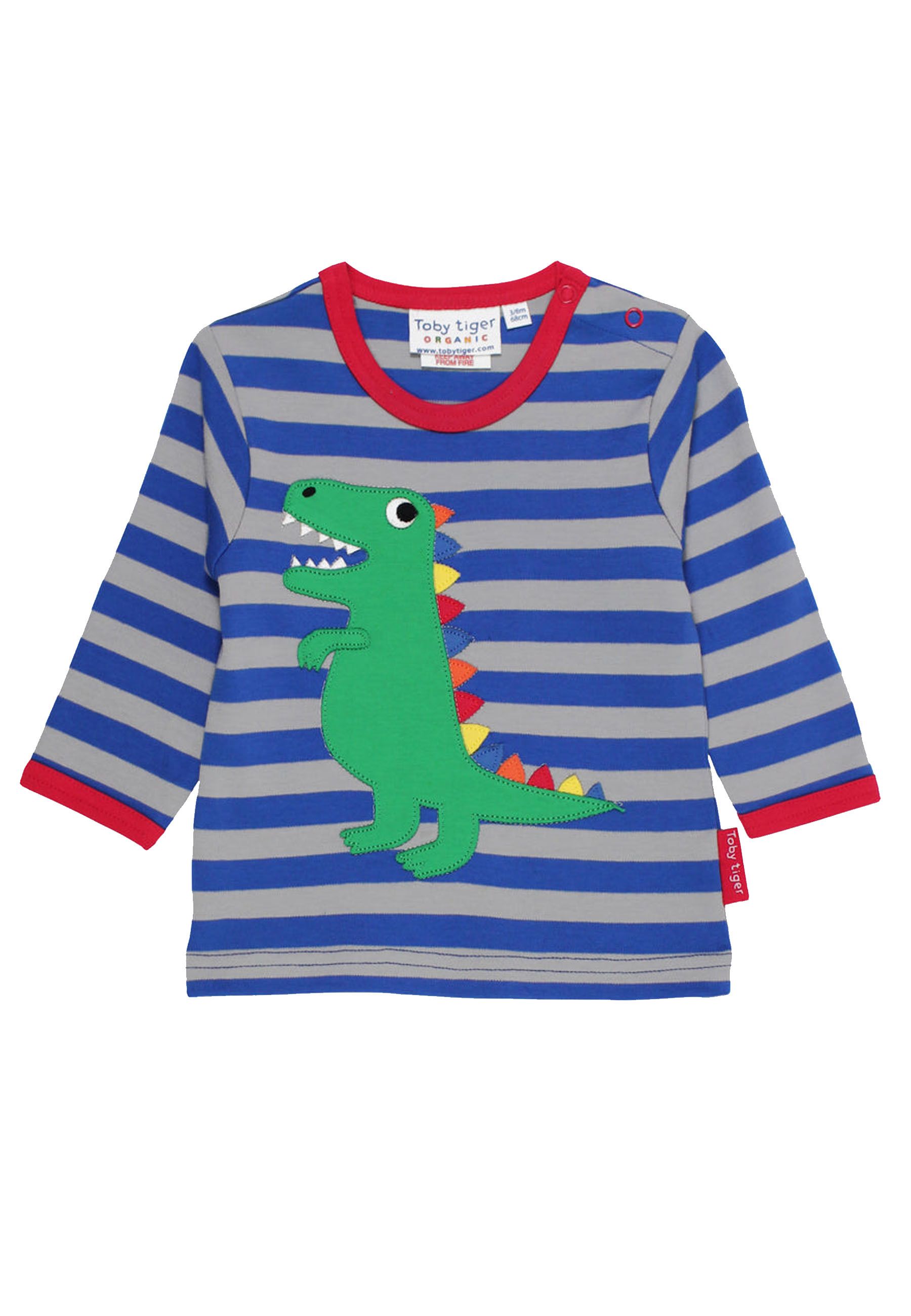 Toby Tiger Langarmshirt mit T-Rex-Dino-Applikation