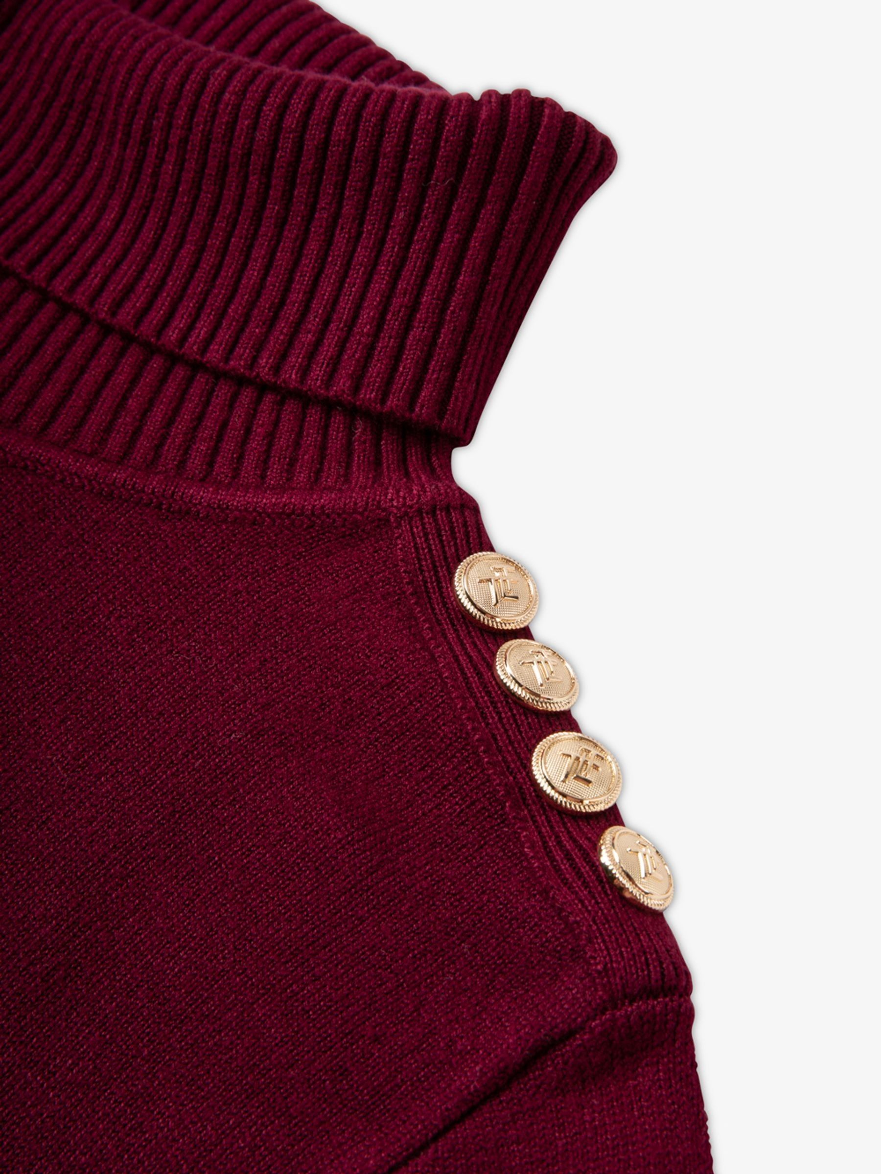 Rood - The Little Tailor Luxe gebreide kersttrui met knoopsluiting
