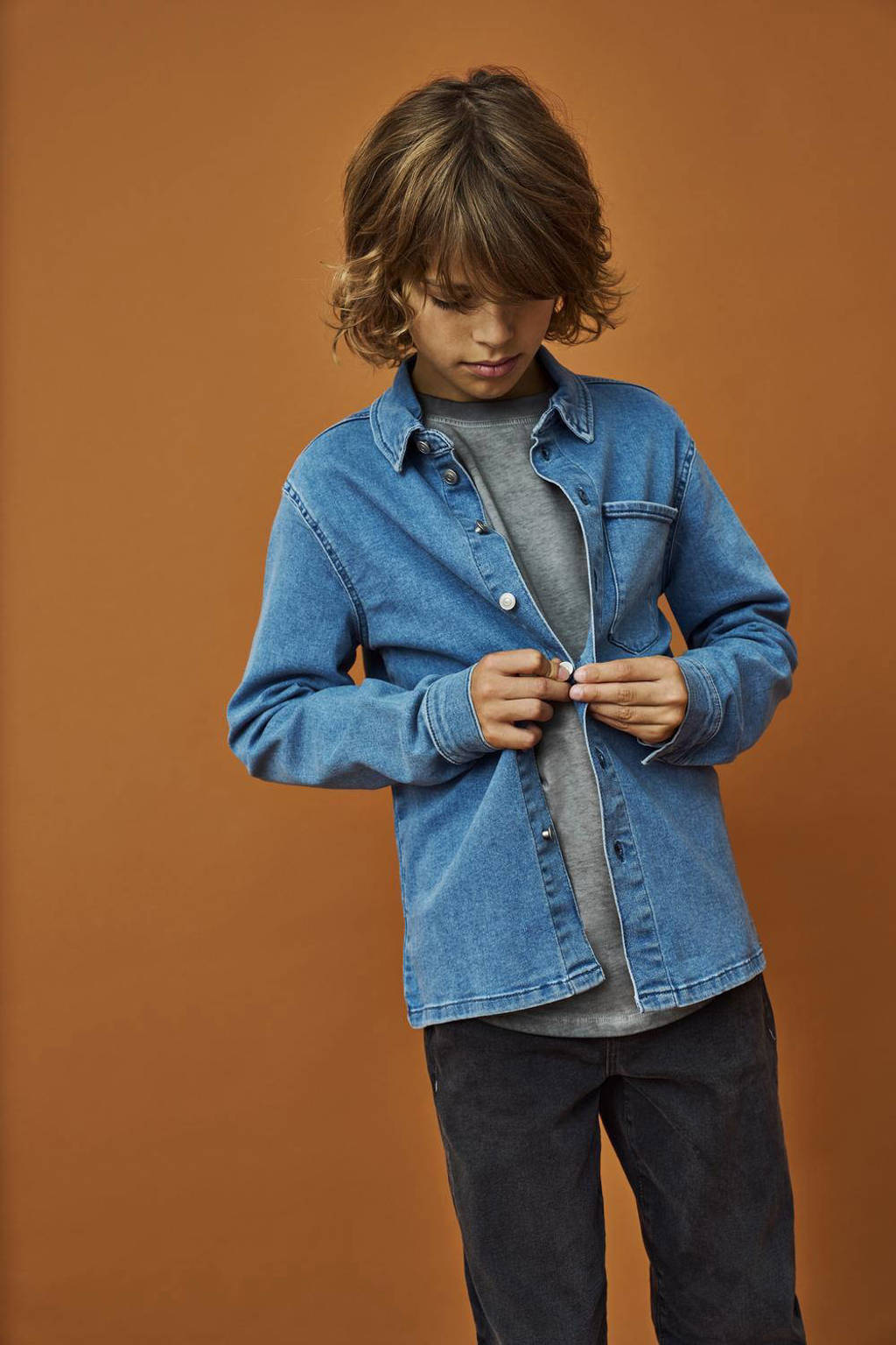 ONLY denim overhemd KOBSTORM light blue denim