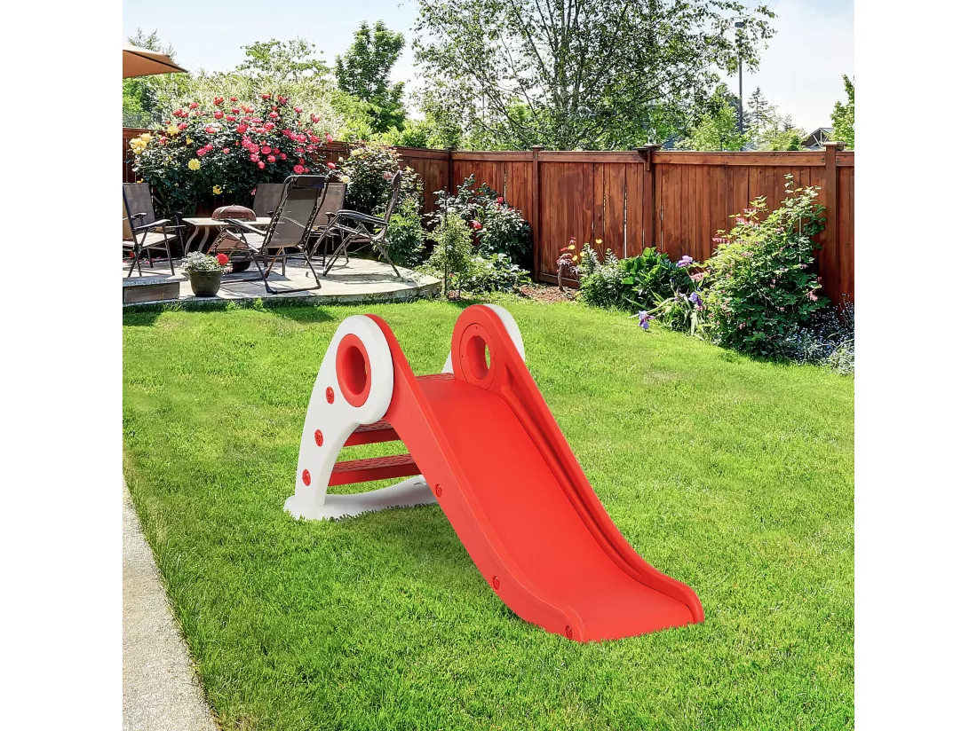 Toboggan enfant pliable 3 à 6 ans usage intérieur extérieur dim. 120L x 50l x 56H cm HDPE rouge