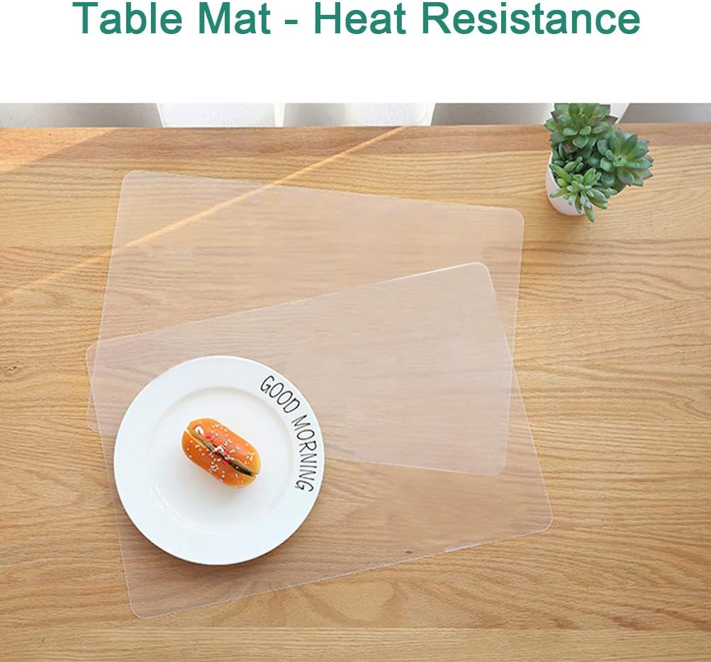 (4er Set) 45x30cm Hitzebeständige PVC Tischunterlage Abwaschbare Teller Untersetzer Tischset - Transparent