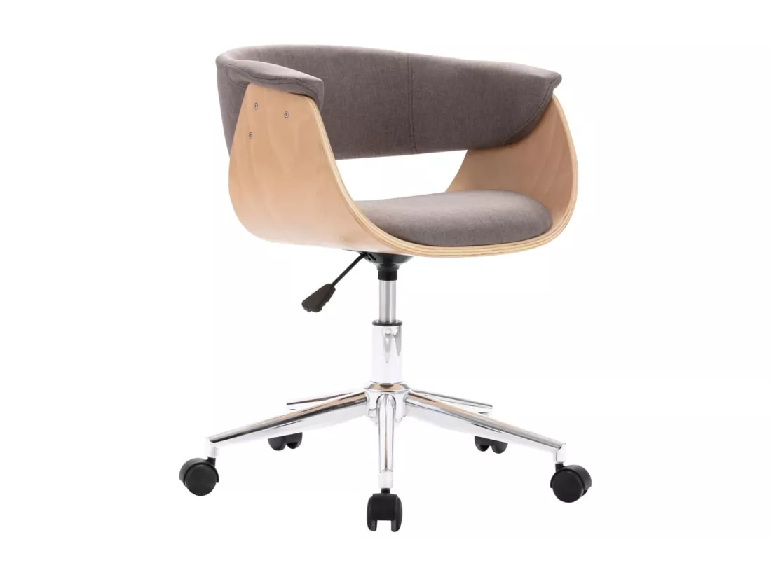 Chaise pivotante de bureau Taupe Bois courbé et tissu